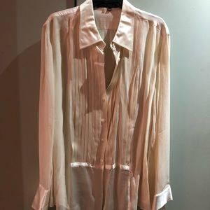 Anne Klein, gorgeous satin tuxedo style blouse
